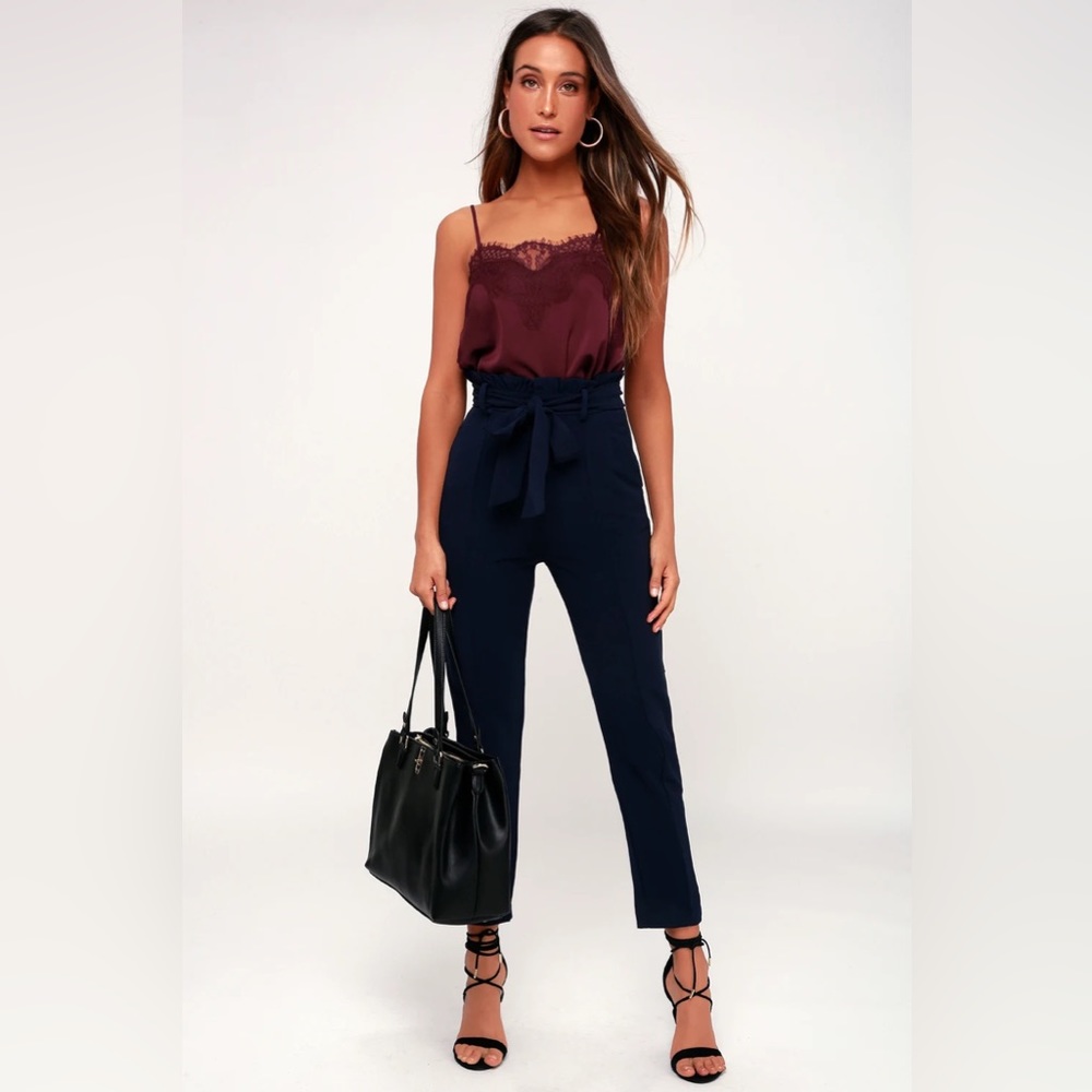Lulu’s Maddox Burgundy Satin Lace Cami